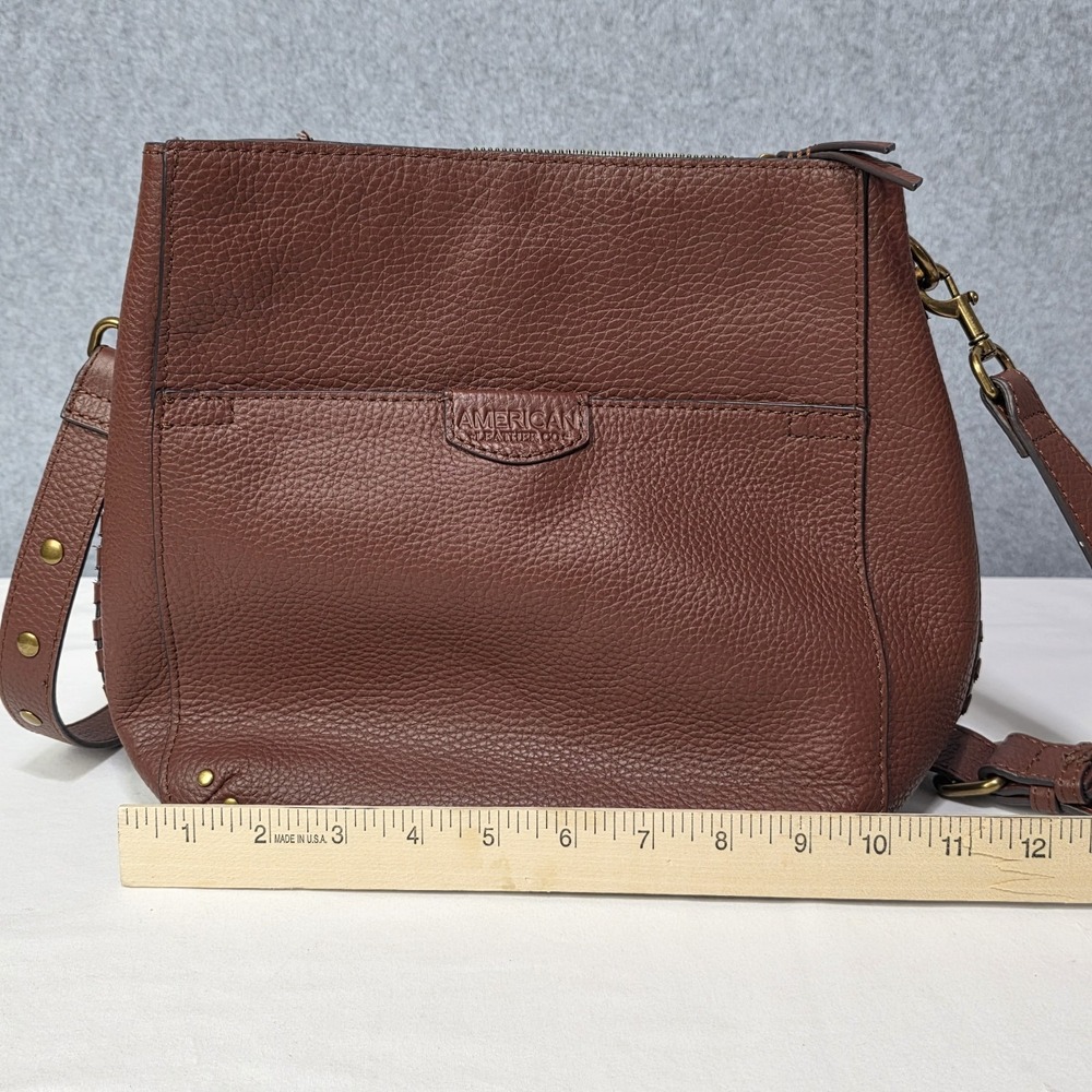 American Leather Co Luca Triple Entry Crossbody Purse Brown - Picture 12 of 16